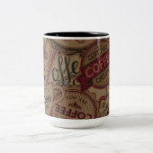 ヴィンテージコーヒーラベルCollageコーヒーマグ ツートーンマグカップ (中央)