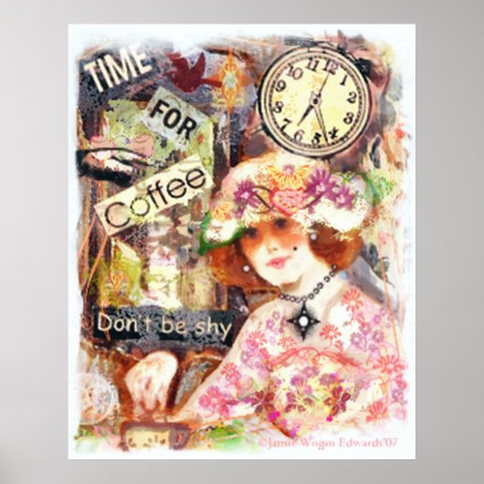 ヴィンテージコーヒーレディーアートプリント ポスター (正面)