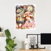 ヴィンテージコーヒーレディーアートプリント ポスター (ホームオフィス)