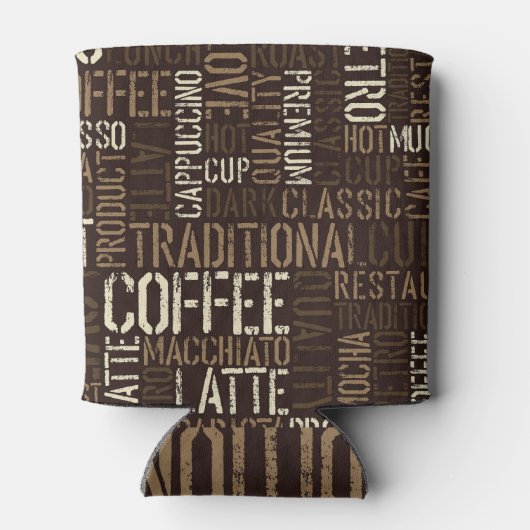 ヴィンテージコーヒー体験シームレスパターン 缶クーラー (裏面)