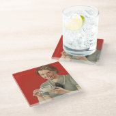 ヴィンテージコーヒー広告 ガラスコースター (アングル)