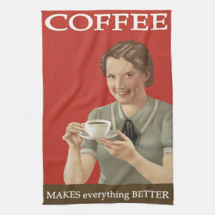 ヴィンテージコーヒー広告 キッチンタオル
