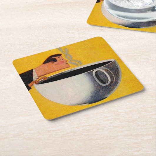 ヴィンテージコーヒー広告 スクエアペーパーコースター (アングル)