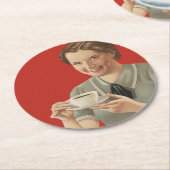 ヴィンテージコーヒー広告 ラウンドペーパーコースター (アングル)