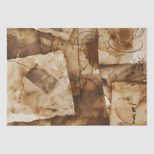 ヴィンテージコーヒー染色デコペプリント 薄葉紙 (正面)