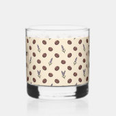 ヴィンテージコーヒー豆とラベンダーのシームレスパターン ウイスキーグラス (左)