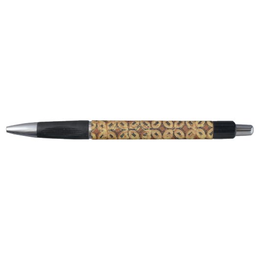 ヴィンテージコーヒー豆の幾何学的なバティックパターン ボールペン (正面)