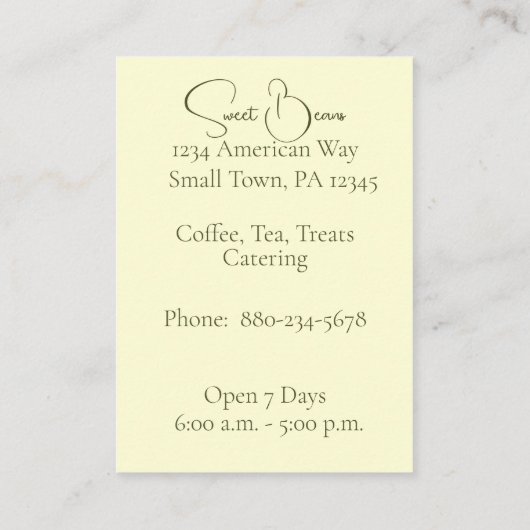 ヴィンテージコーヒー豆コーヒーショップの名刺 名刺 (裏面)