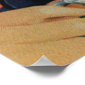 ヴィンテージコーヒー、ハッピーウーマンとレトロコーヒーカップ ポスター (角)