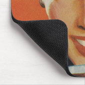 ヴィンテージコーヒー、ハッピーウーマンとレトロコーヒーカップ マウスパッド (コーナー)