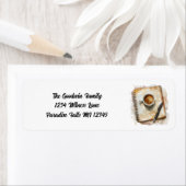 ヴィンテージコーヒー、ペン、紙差出人住所ラベル ラベル (インサイチュ)