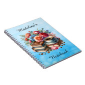 ヴィンテージコーヒー、本と花パーソナライズされた ノートブック (右側)