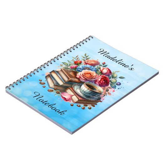 ヴィンテージコーヒー、本と花パーソナライズされた ノートブック (左側)