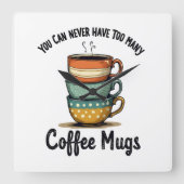 ヴィンテージコーヒ素朴ーフカフェエステティックアート スクエア壁時計 (正面)