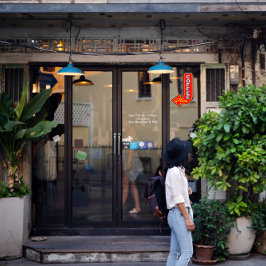 ヴィンテージコーヒ離れーHere Arrow Sign シール