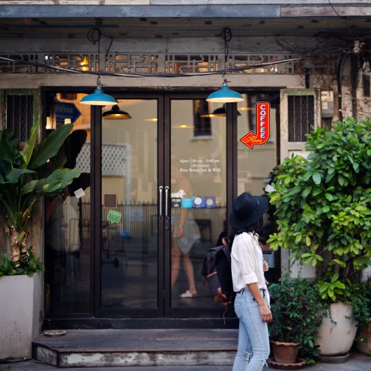 ヴィンテージコーヒ離れーHere Arrow Sign シール