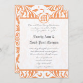 ヴィンテージコーラルダマスグレイフォント結婚式招待状 招待状 (正面/裏面)