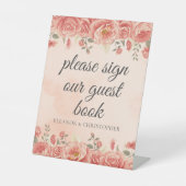 ヴィンテージコーラルバラウォーター結婚カラーズゲストブック 台座サイン (正面)