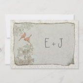 ヴィンテージコーラルバーズダマスクウェディング招待状 招待状 (裏面)