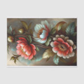 ヴィンテージコーラルピーニーブーケデクページ 薄葉紙 (正面)