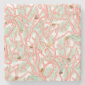 ヴィンテージコーラルブランチwithシーシェル水中競技 ストーンコースター (正面)