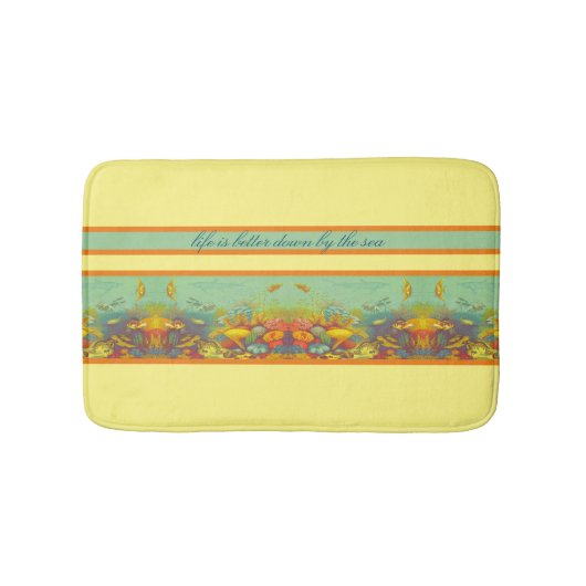 ヴィンテージコーラルリーフアンダーシー航海の引用文 バスマット (正面)