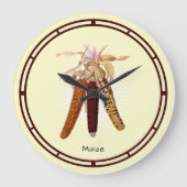 ヴィンテージコーンまたはトウモロコシのフルーツアート ラージ壁時計 (正面)