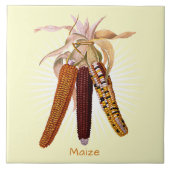 ヴィンテージコーンまたはトウモロコシ果実芸術陶磁器タイル タイル (正面)