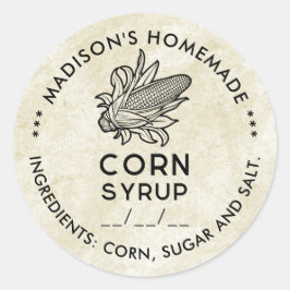 ヴィンテージコーンシロップの黒と白のコブ ラウンドシール