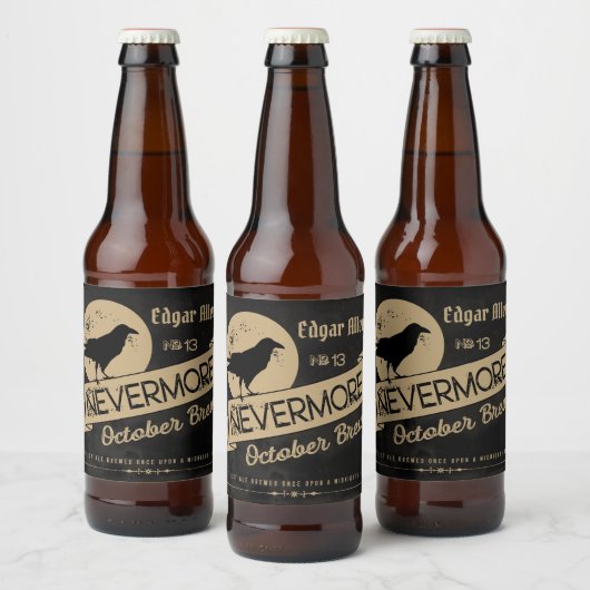 ヴィンテージゴシッカスタムクパーソナライズされたラヴェンハロウィーン ビールラベル (ボトル)