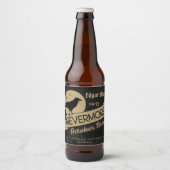 ヴィンテージゴシッカスタムクパーソナライズされたラヴェンハロウィーン ビールラベル (正面)