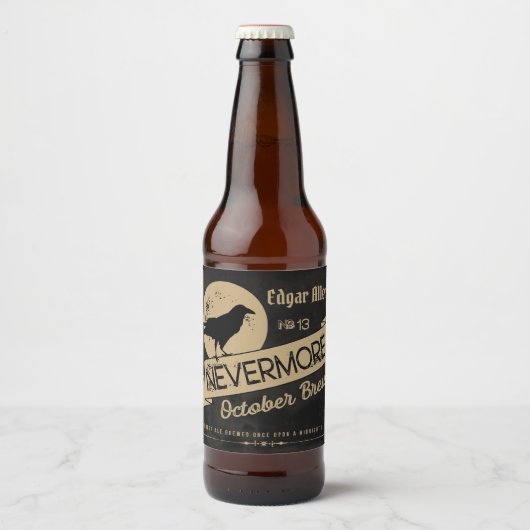 ヴィンテージゴシッカスタムクパーソナライズされたラヴェンハロウィーン ビールラベル (正面)