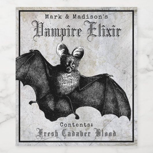 ヴィンテージゴシックこうもりハロウィンヴァンパイアエリクシル ワインラベル (シングルラベル)