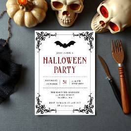 ヴィンテージゴシックこうもり大人ハローウィンパーティ 招待状
