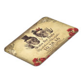 ヴィンテージゴシックのスケルトンのカップルの日付を保存 マグネット (左側)