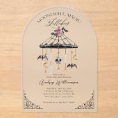 ヴィンテージゴシックのハロウィーンの移動不気味式ベビーシャワー アクリル招待状 (正面)