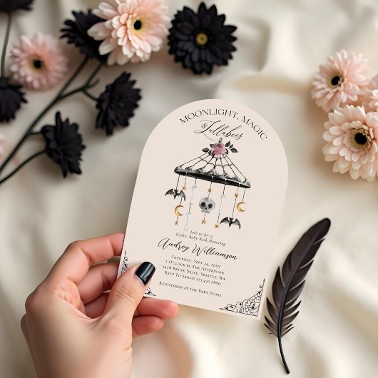 ヴィンテージゴシックのハロウィーンの移動不気味式ベビーシャワー 招待状