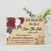 ヴィンテージゴシックのハロウィーン結婚式の日付を保存 セーブザデート (スタンド正面)