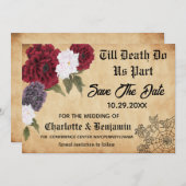 ヴィンテージゴシックのハロウィーン結婚式の日付を保存 セーブザデート (正面/裏面)