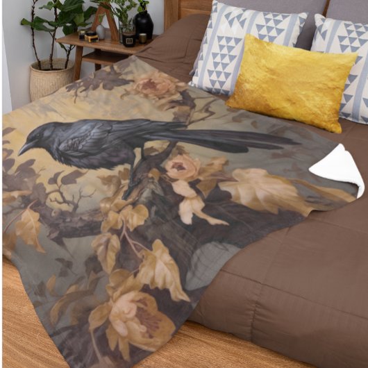 ヴィンテージゴシックのバラブッシュ金ゴールド フリースブランケット