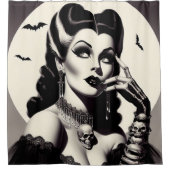 ヴィンテージゴシックのピンアップ シャワーカーテン (正面)