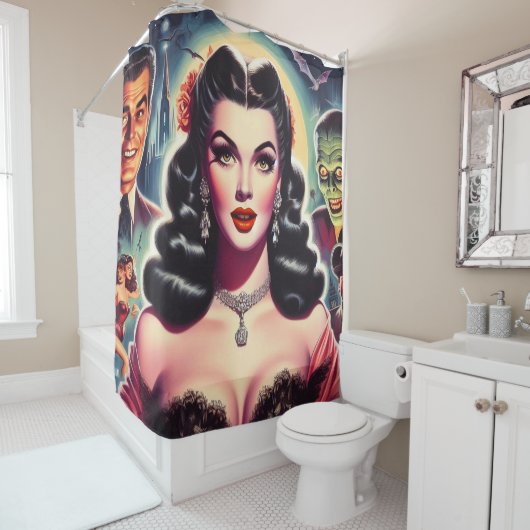 ヴィンテージゴシックのピンアップ シャワーカーテン (インサイチュ)