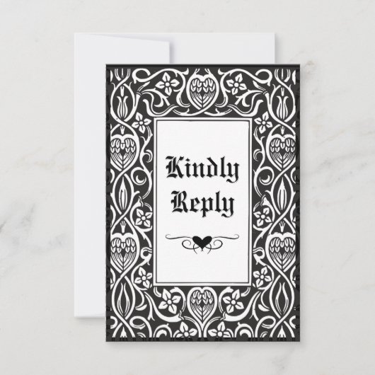 ヴィンテージゴシックの黒と白のロイクロフトフレーム 出欠カード (正面)