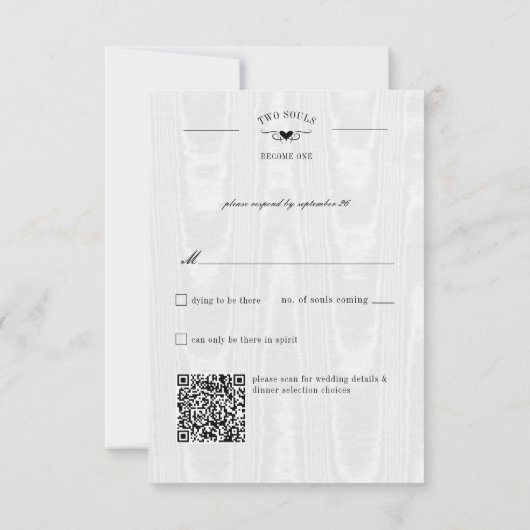 ヴィンテージゴシックの黒と白のロイクロフトフレーム 出欠カード (裏面)