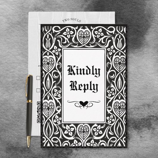 ヴィンテージゴシックの黒と白のロイクロフトフレーム 出欠カード