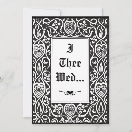 ヴィンテージゴシックの黒と白のロイクロフトフレーム 招待状 (正面)