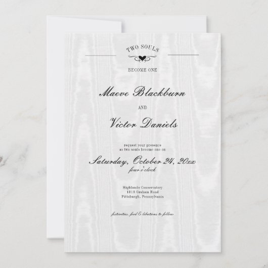 ヴィンテージゴシックの黒と白のロイクロフトフレーム 招待状 (裏面)