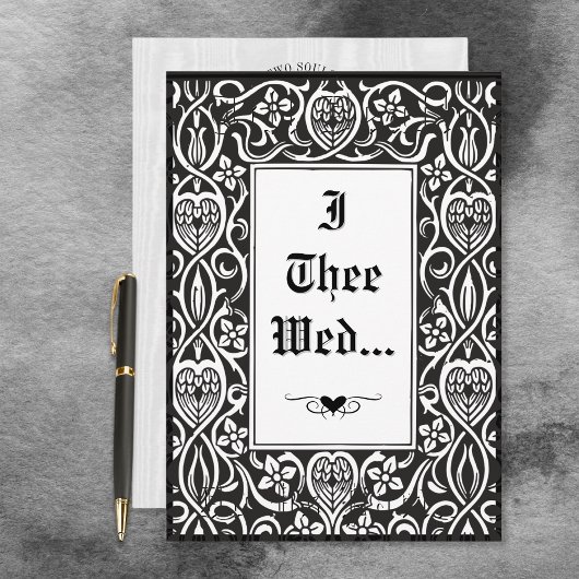 ヴィンテージゴシックの黒と白のロイクロフトフレーム 招待状