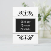 ヴィンテージゴシックオーナメント白黒結婚ズ サンキューカード (スタンド正面)