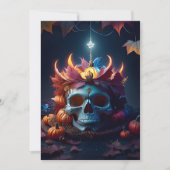 ヴィンテージゴシックカボチャとスカルスプキーのハロウィーン 招待状 (正面)